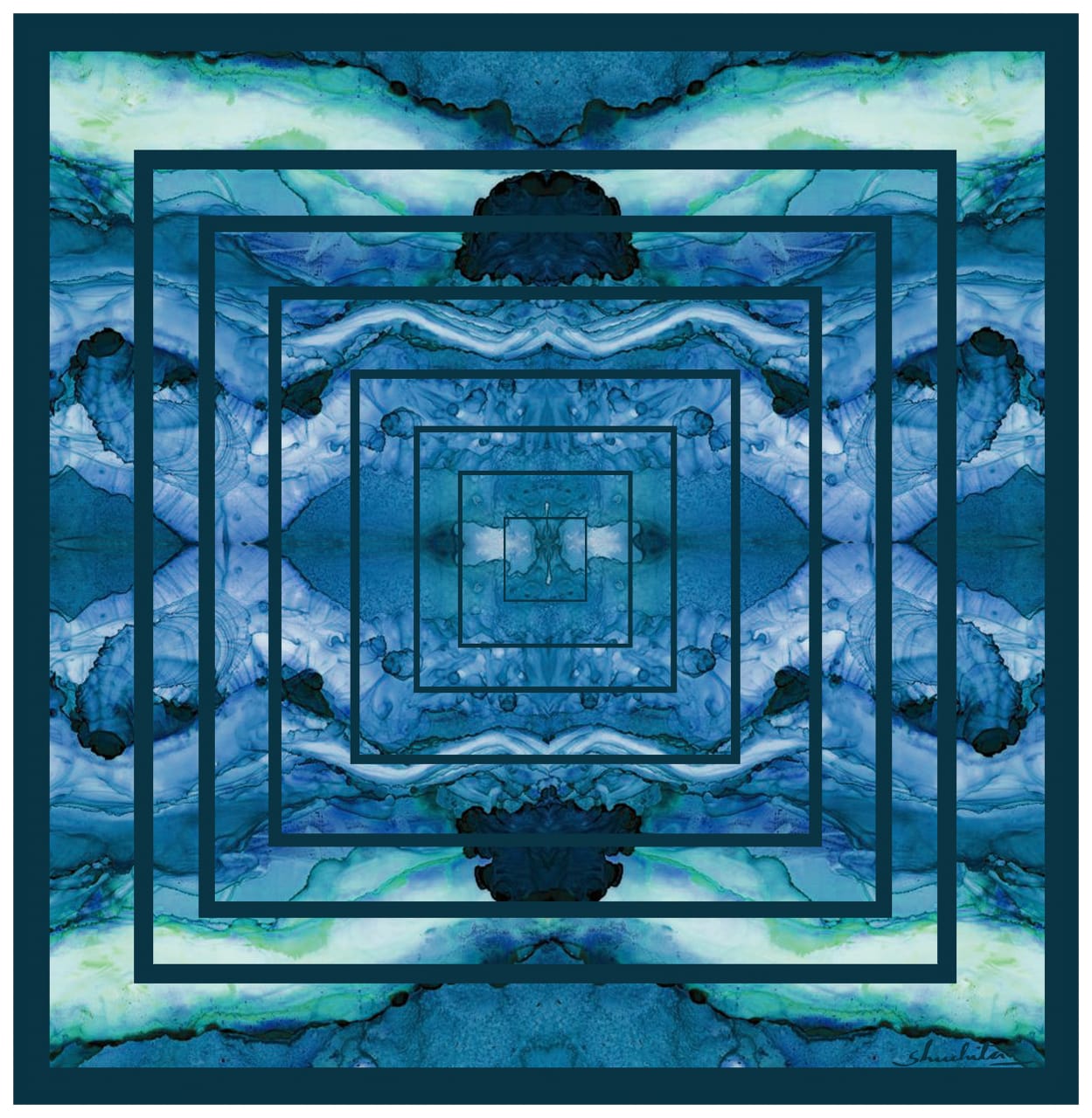 Blue SAPPHIRE Printed Pure Silk Scarf