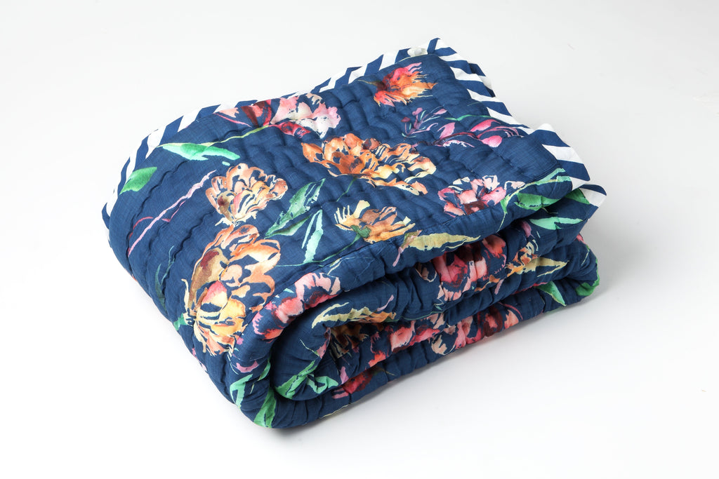 Shop SOUNDARYA Bluelixer Silk Cotton Reversible Quilt