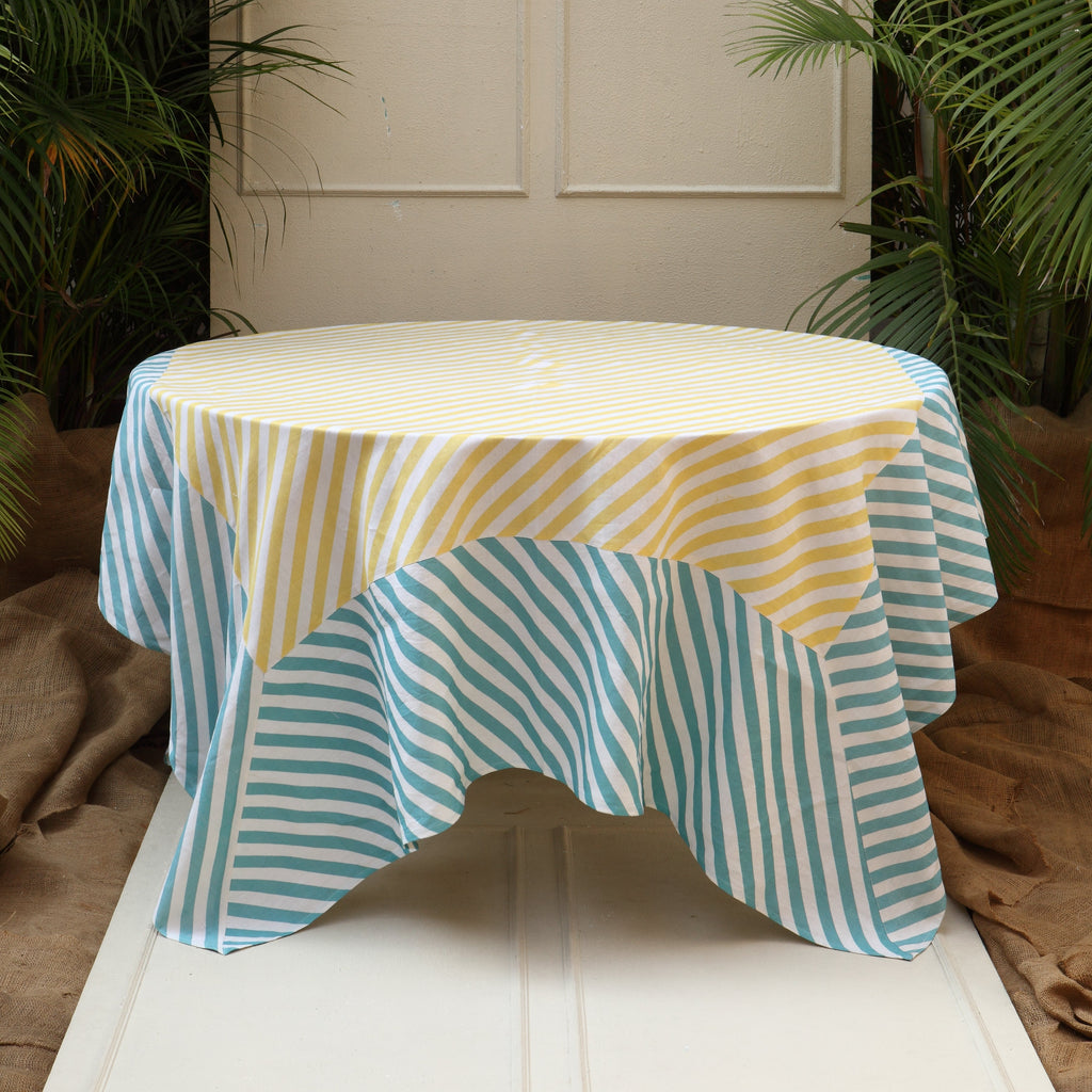 Buy DISHASTRIPE Mango Mint Linen Cotton Tablecloth