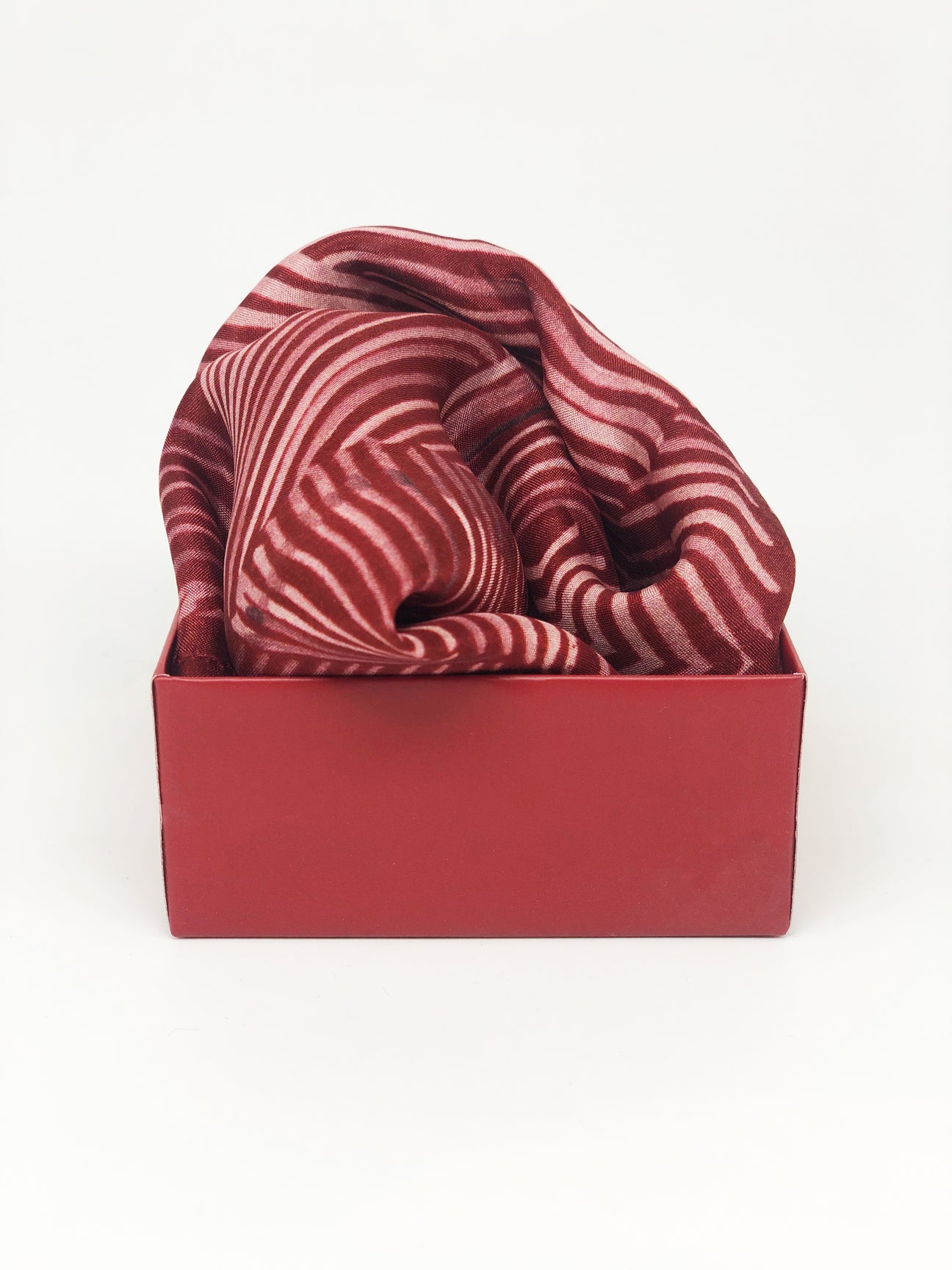 Scarlet Red Colour Story Geometric Printed Pure Silk Pocket Square.