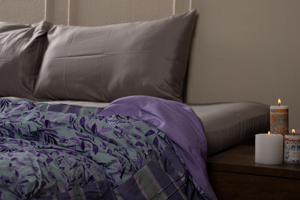Shop Grape Heaven Purple and Grey Tuck Styled Comforter