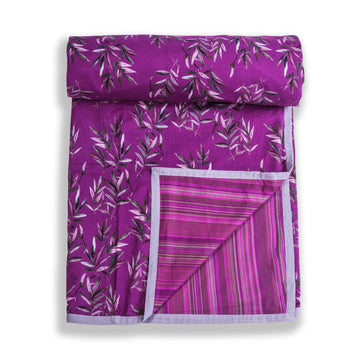 Purple Leaves Printed Duvet / Dohar