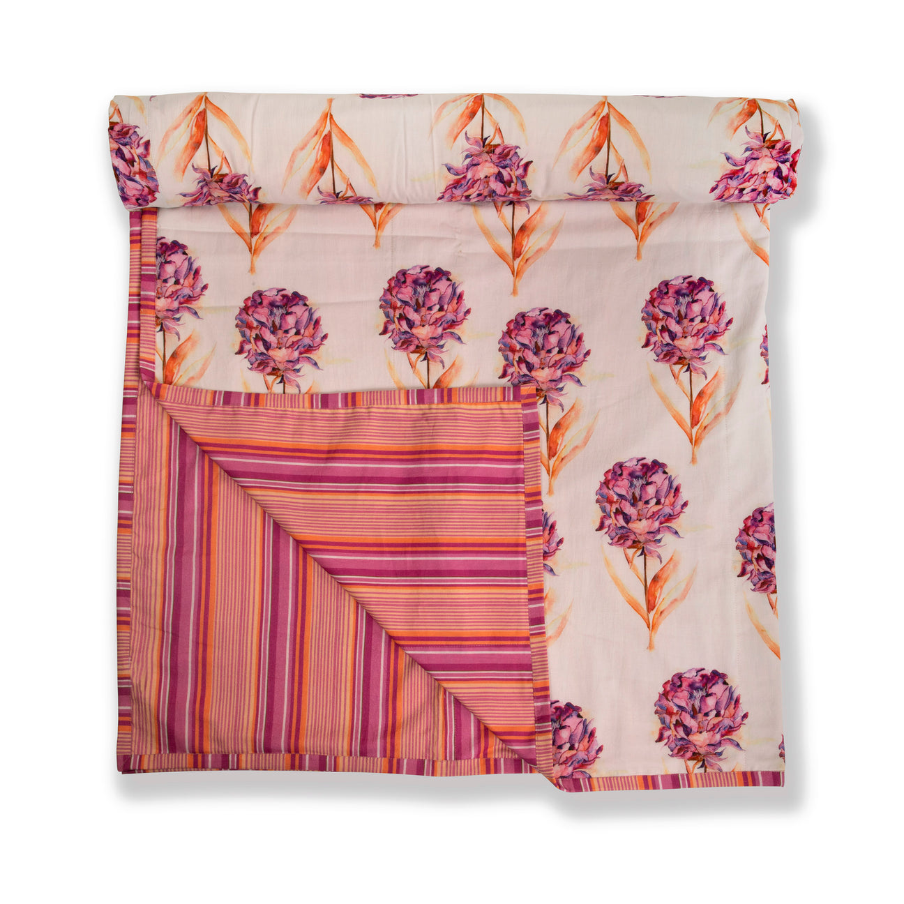 Peony White and Purple Printed Duvet / Dohar