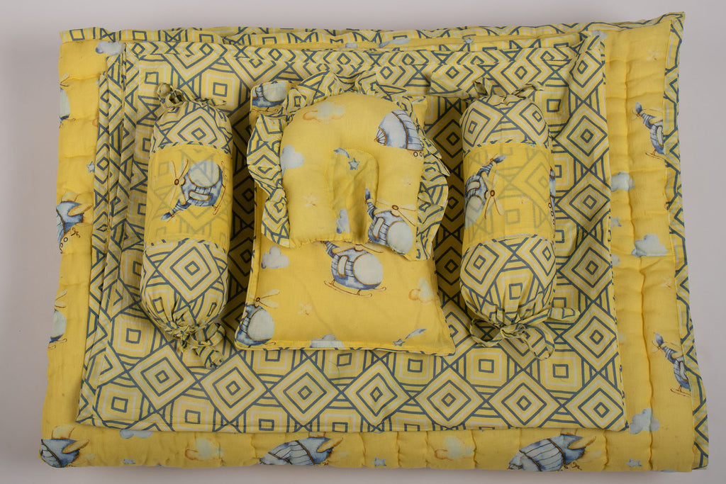 Buy Yellow Helicopter Printed Baby Bedding Set Of 7 Pcs Online 