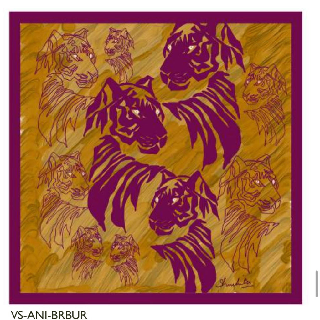 Shop Tiger Printed Pure Silk Pocket Square