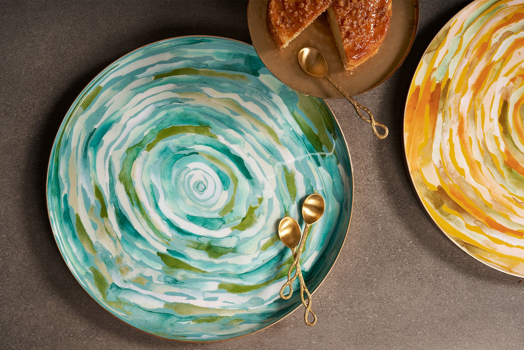 Buy Aqua Abstract Round Platter