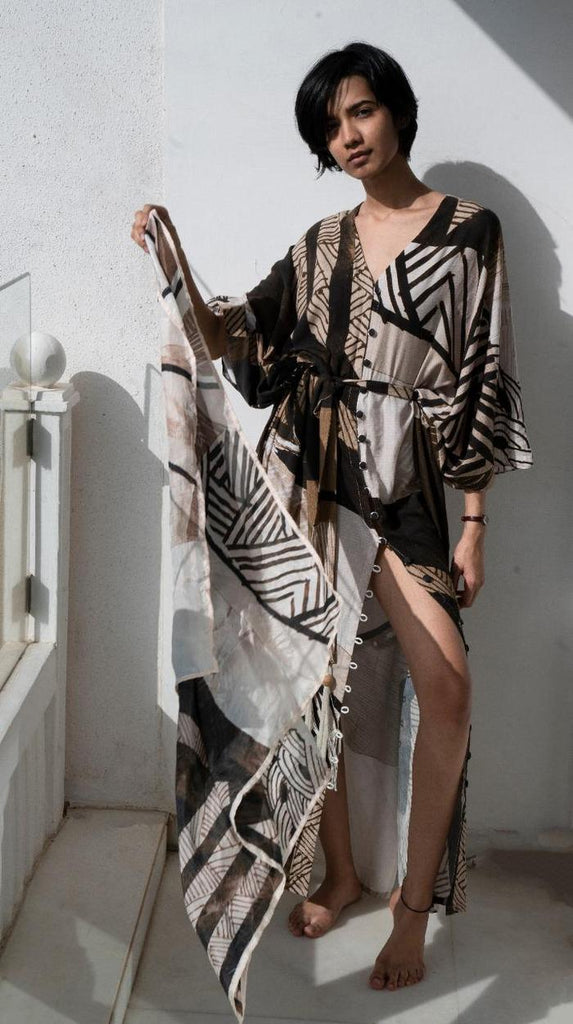 Deme x vVyom Habitat Printed Pure Silk Scarf