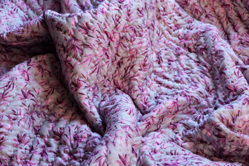 Modern Plum Floral and geometrical printed reversible Cotton Silk Quilt | Jaipuri Razai