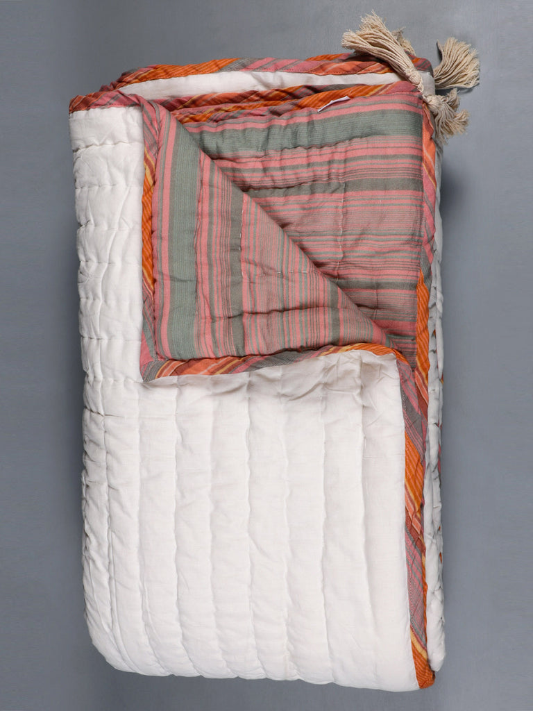 Peach and White Two Ways 100% Cotton Quilt